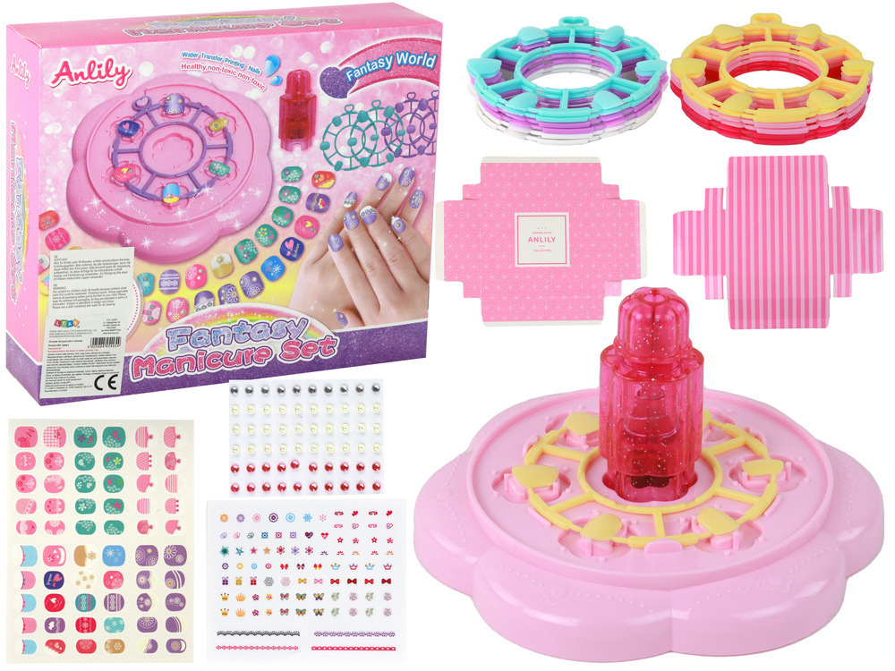 Sada na nehty Ružová Tipy Nálepky Diamanty LEAN Toys - kreatívny set pre deti