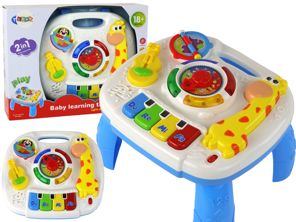 Interaktivní stůl tabule 2v1 LEAN Toys s žirafou a zegarem — Celkový pohled