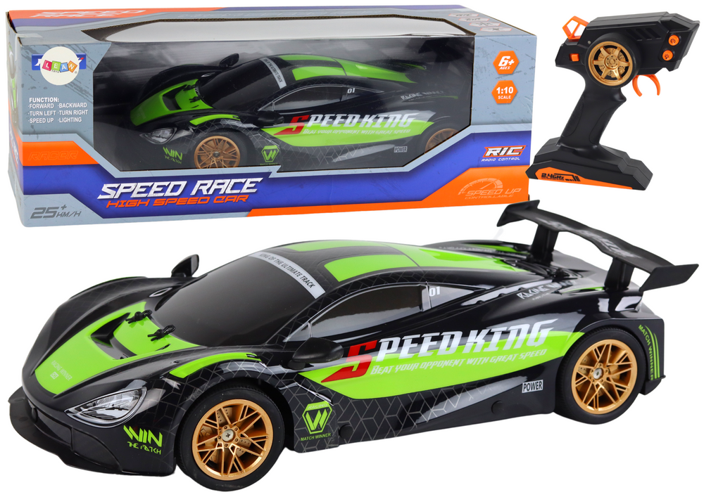 RC auto LEAN Toys 1:10 zeleno-černé s dálkovým ovladačem pro děti od 3 let