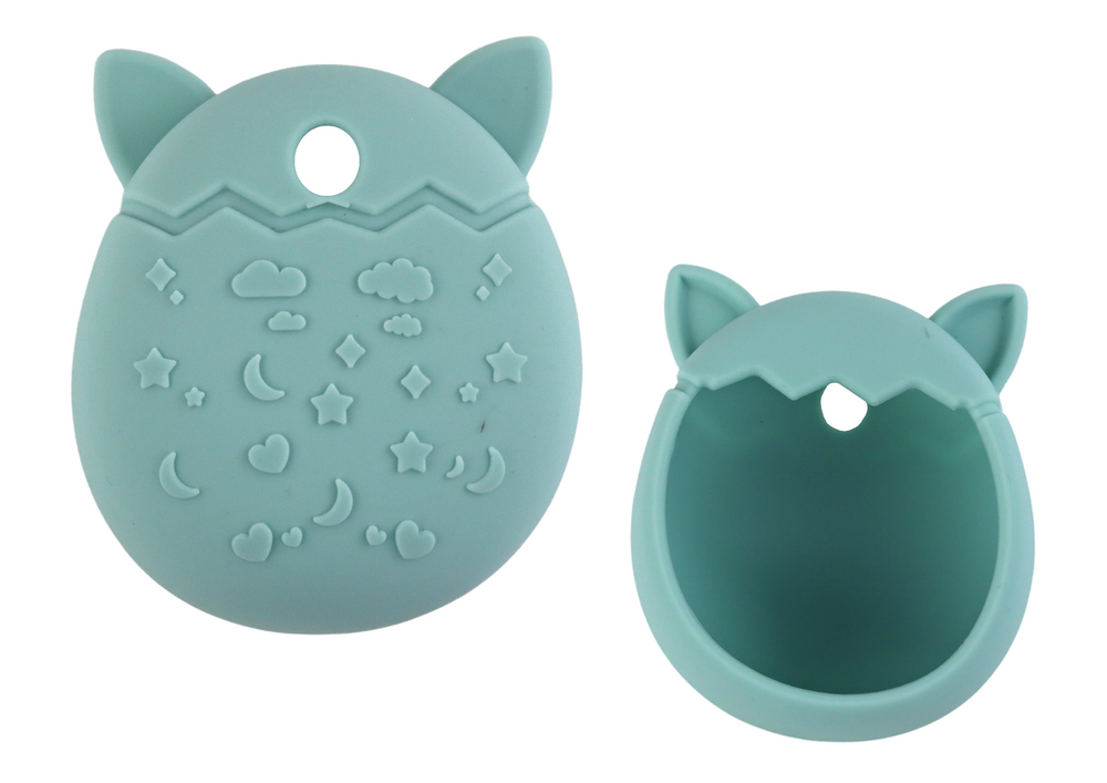 Turkuzové silikónové pouzdro na Tamagotchi LEAN Toys v tvare mačky s protisklzovou úpravou