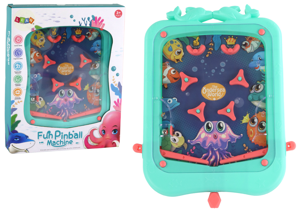 Mini Pinball Zelený LEAN Toys 27×21 cm s Kuličkou - Zručnostní Hra pro Děti 3+