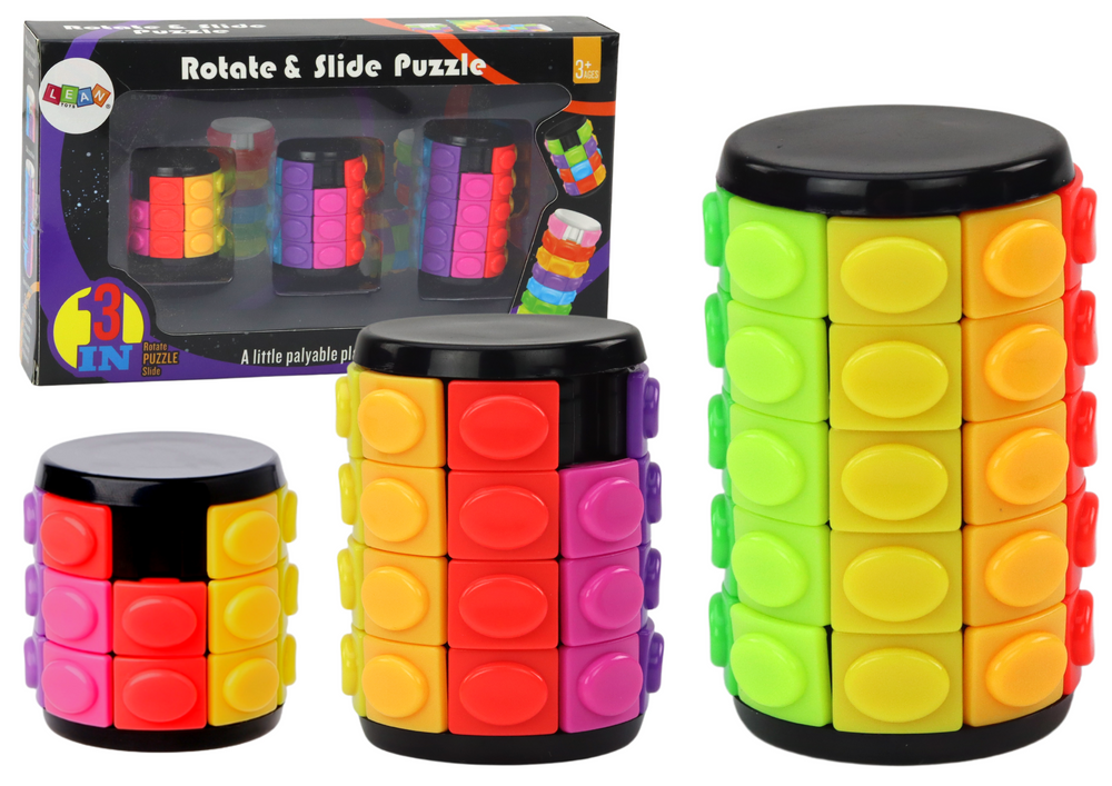 Sada Logických Hlavolamů LEAN Toys – Válečky s 3 Úrovněmi Obtížnosti pro Rozvoj Logiky