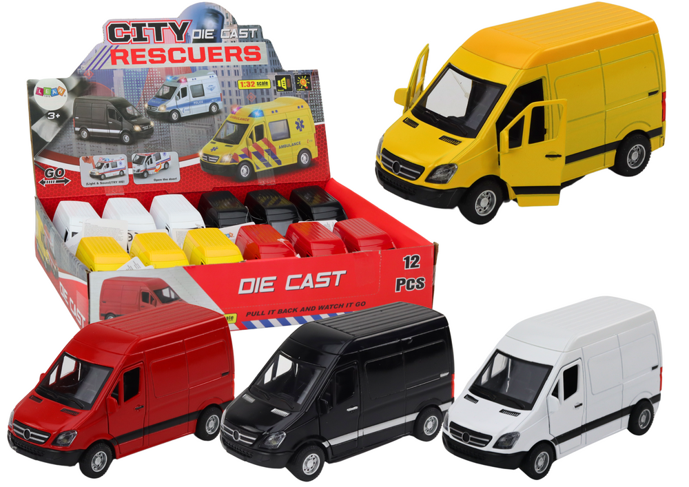 Dodávkové auto 1:32 LEAN Toys se světly a zvuky - třecí pohon s otevíracími dveřmi