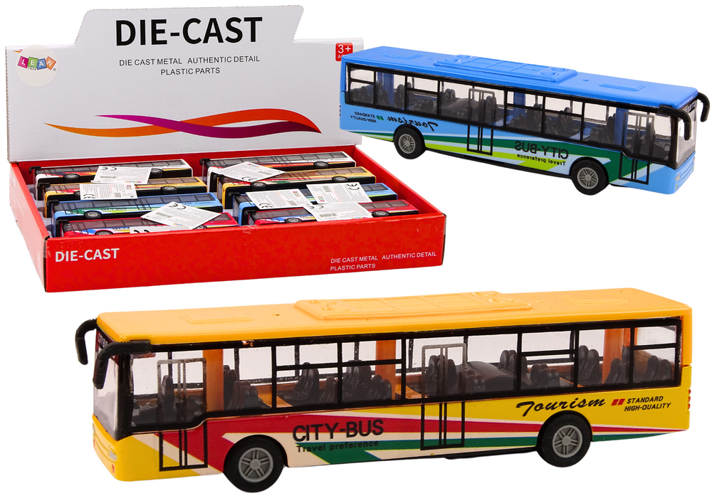 Městský autobus s frikčním pohonem 15 cm kovový LEAN Toys — Celkový pohled
