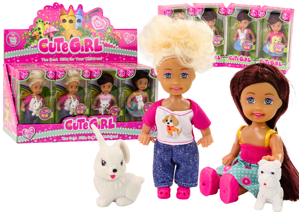 Mini Panenka Dlouhé Vlasy Barevný Obleček se Zvířátkem LEAN Toys - kompaktní hračka pro dívky od 3 let s česacími vlasy