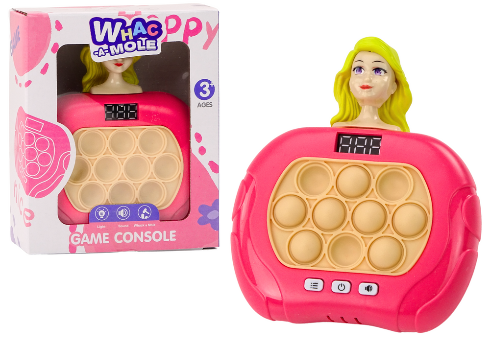 Interaktivní hra Pop-It Wac A Mole LEAN Toys růžová se světly a zvuky pro děti 3+ let
