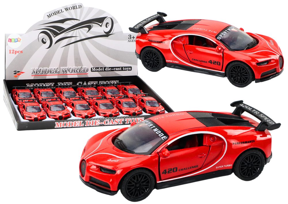 Sportovní Auto 1:32 s Třecím Pohonem Červené — Celkový pohled