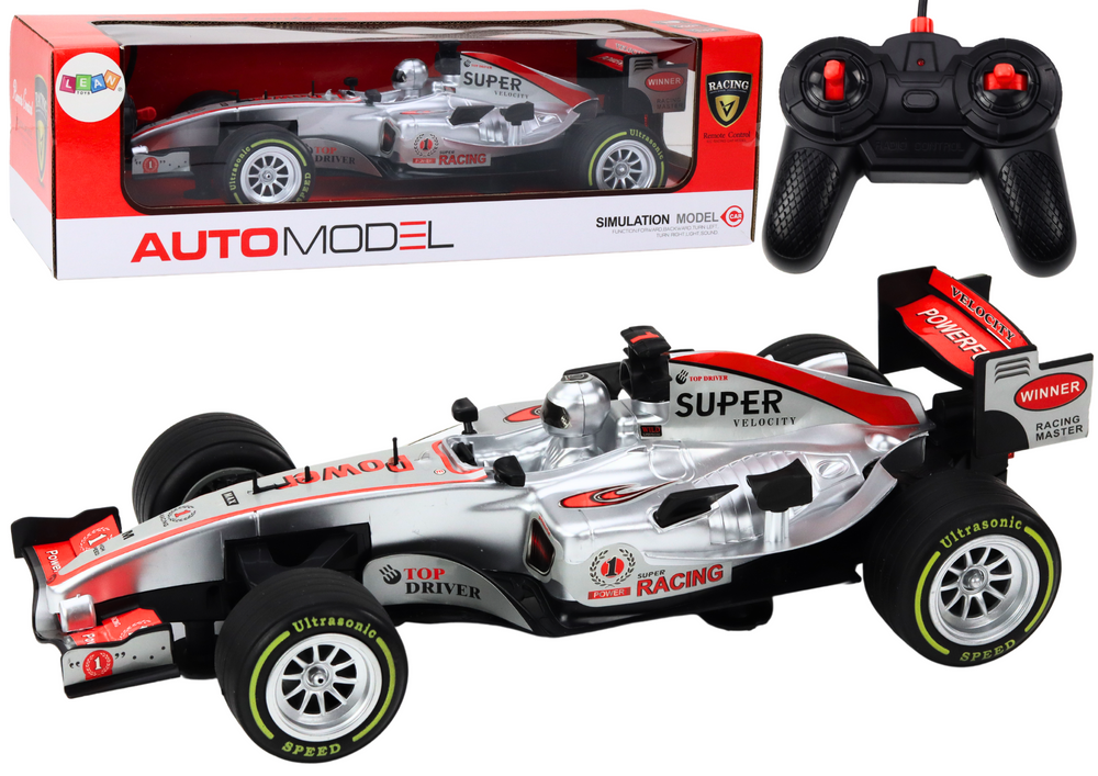 RC Závodní Auto 1:12 LEAN Toys stříbrné s LED světly a zvuky