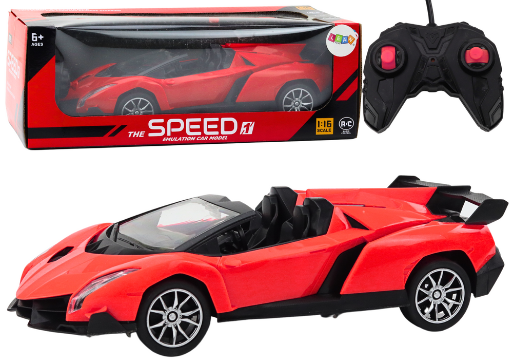 RC Športové Auto na Dálkové Ovládanie LEAN Toys 1:16 červené s LED svetlom rýchlosť 20 km/h