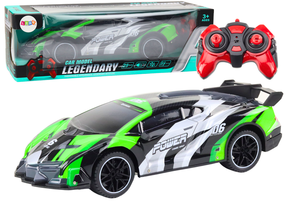 RC Sportovní Auto LEAN Toys 1:10 Zelené s LED Světly 25km/h