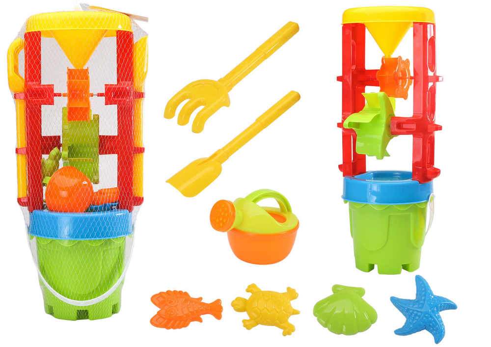 Sada hraček na písek LEAN Toys s mlýnkem a formičkami - 9 kusů pro děti od 3 let