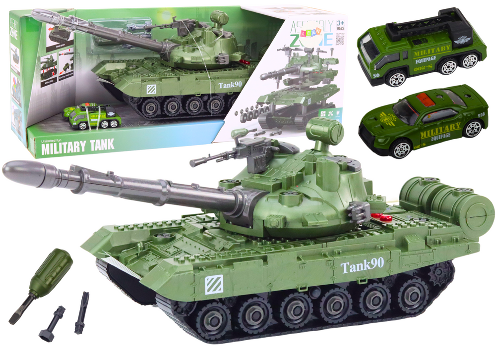 Tank vojenské vozidlo DIY LEAN Toys k rozebrání se zvuky zelený set pro děti