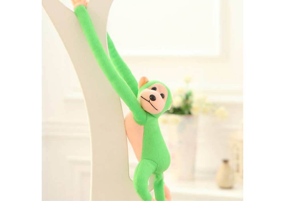 Zvuková plyšová opička LEAN Toys 80 cm zelená se zvukovými efekty a suchými zipy