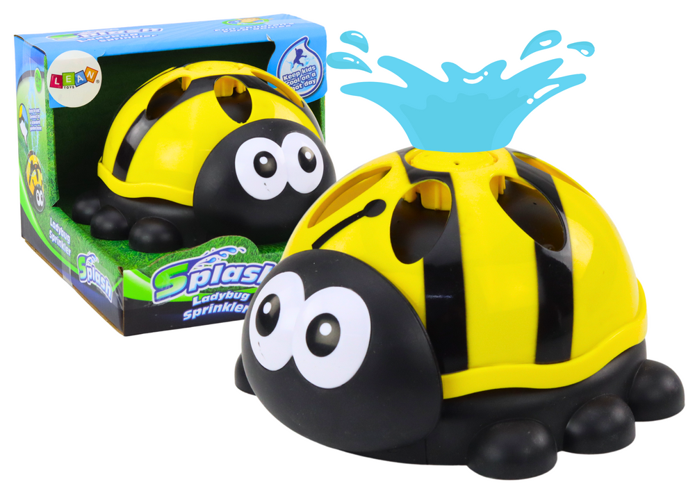 Zahradní postřikovač Beruška vodní fontána žlutá LEAN Toys - rozměry 14x16x8 cm s rotačním efektem