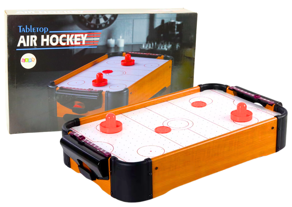 Dřevěný hokejový stůl LEAN Toys se zvukem a LED osvětlením - interaktivní hra pro celou rodinu
