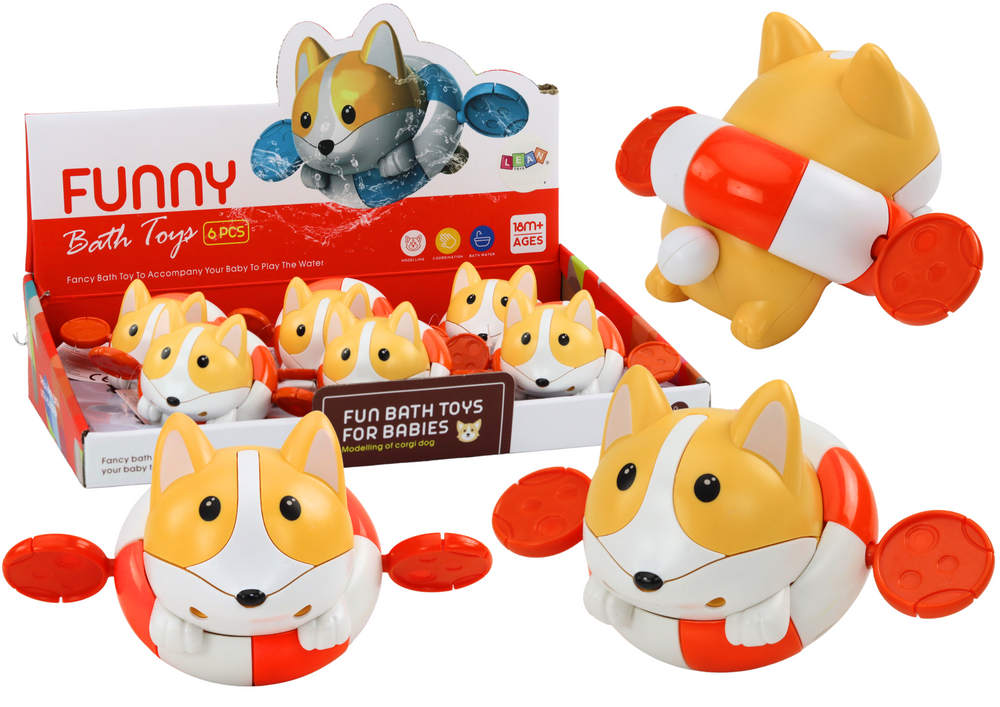 Mechanická koupací hračka Natahovací liška v kruhu LEAN Toys - bezpečná vodní zábava pro děti od 3 let