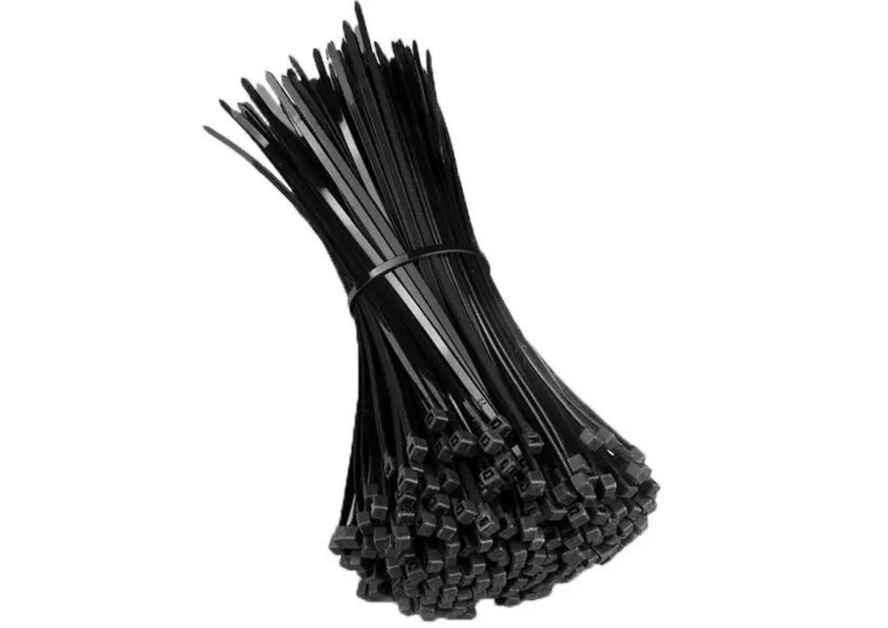 Kabelové stahovacie pásky LEAN 300x3,6 mm - sada 100 kusov - čierne nylonové zipové pásky pre káble