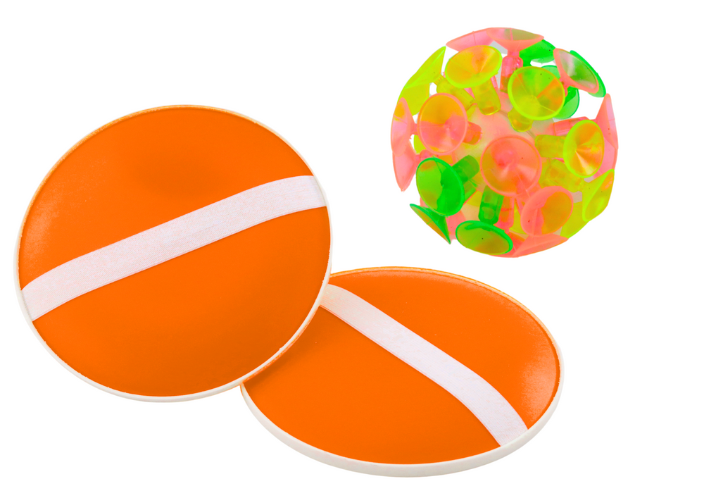 Dovednostní kolečkový set LEAN Toys s míčkem s přísavkami oranžový - aktivní hra pro děti od 3 let