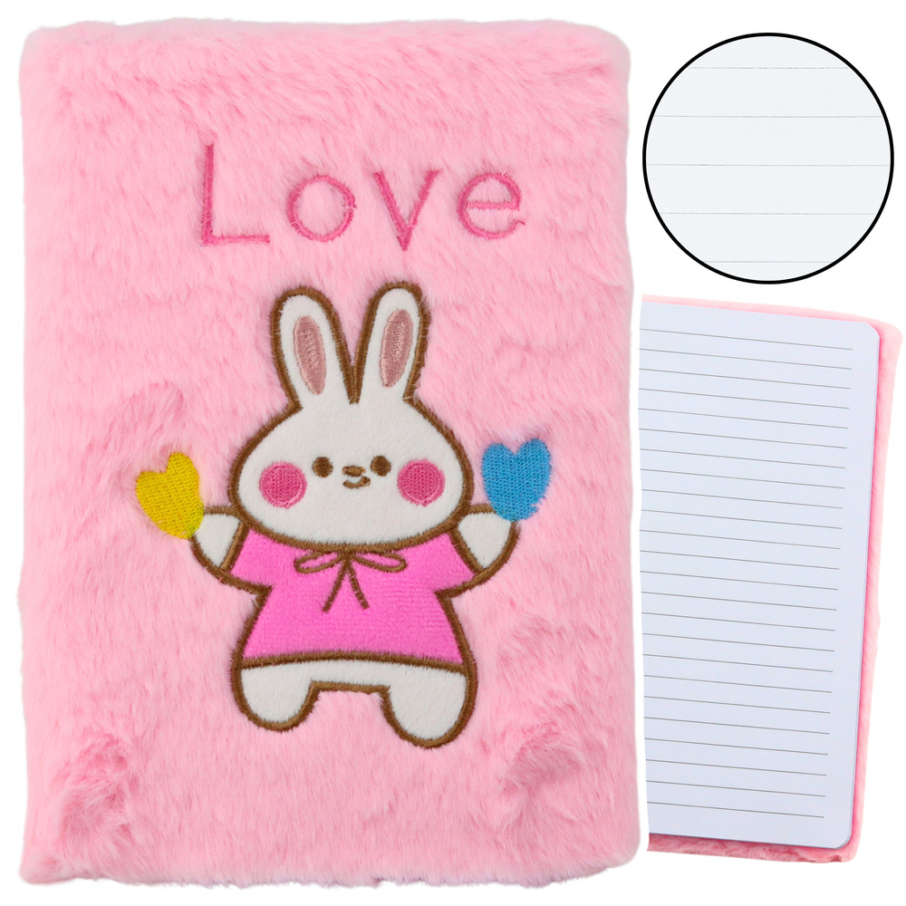 Zápisník s měkkým obalem LEAN Toys s králíčkem a nápisem Love růžový 22 x 16 x 3 cm — Celkový pohled