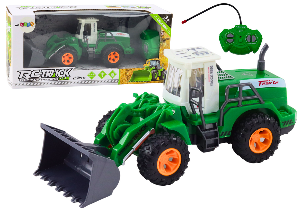 Zelená R/C koparka s pohyblivým ramenem LEAN Toys - dálkově řízená na 2,4 GHz pro děti od 3 let