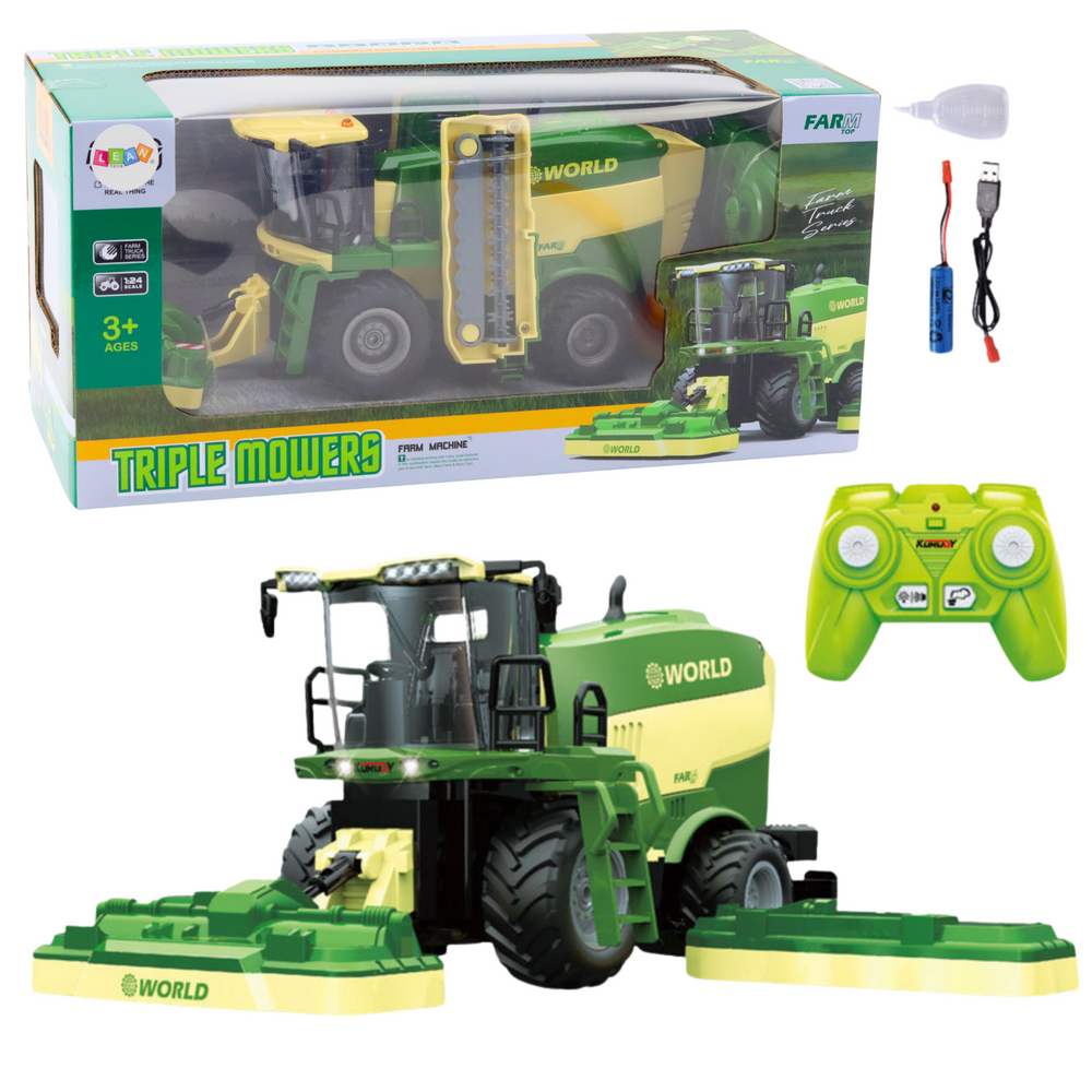 RC Kombajn s rotačními sekáči LEAN Toys 2.4G s efekty páry a světelnými efekty