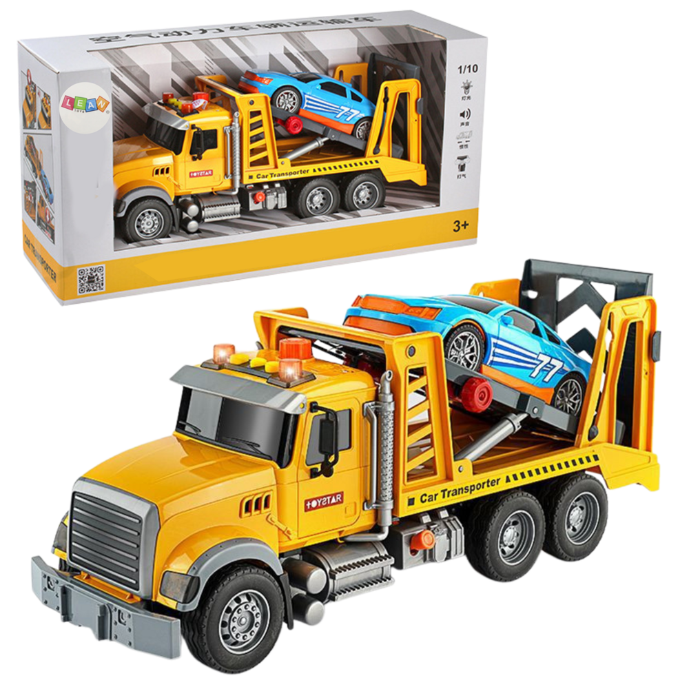 Dětský odtahový vůz LEAN Toys 2v1 se světly a zvuky žlutý s pohonem