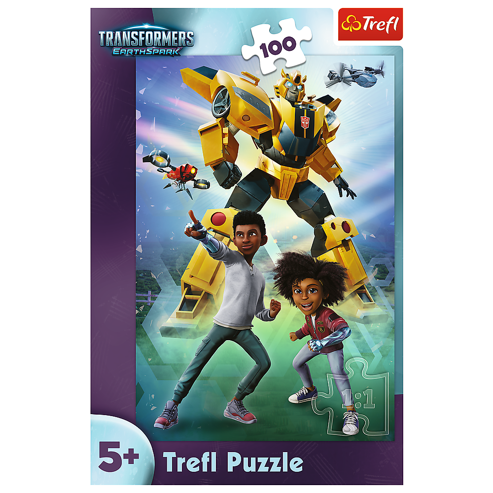 Puzzle 100 dílů - Tým Transformers, Trefl Puzzle, rozměry obrázku 41 x 27,5 cm, pro děti od 6 let — V provozu