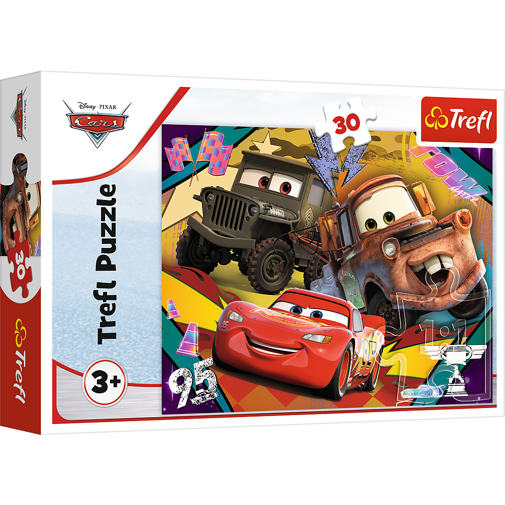 Puzzle 30 dílků Rychlá auta Disney Auta 3 Trefl Puzzle — Celkový pohled