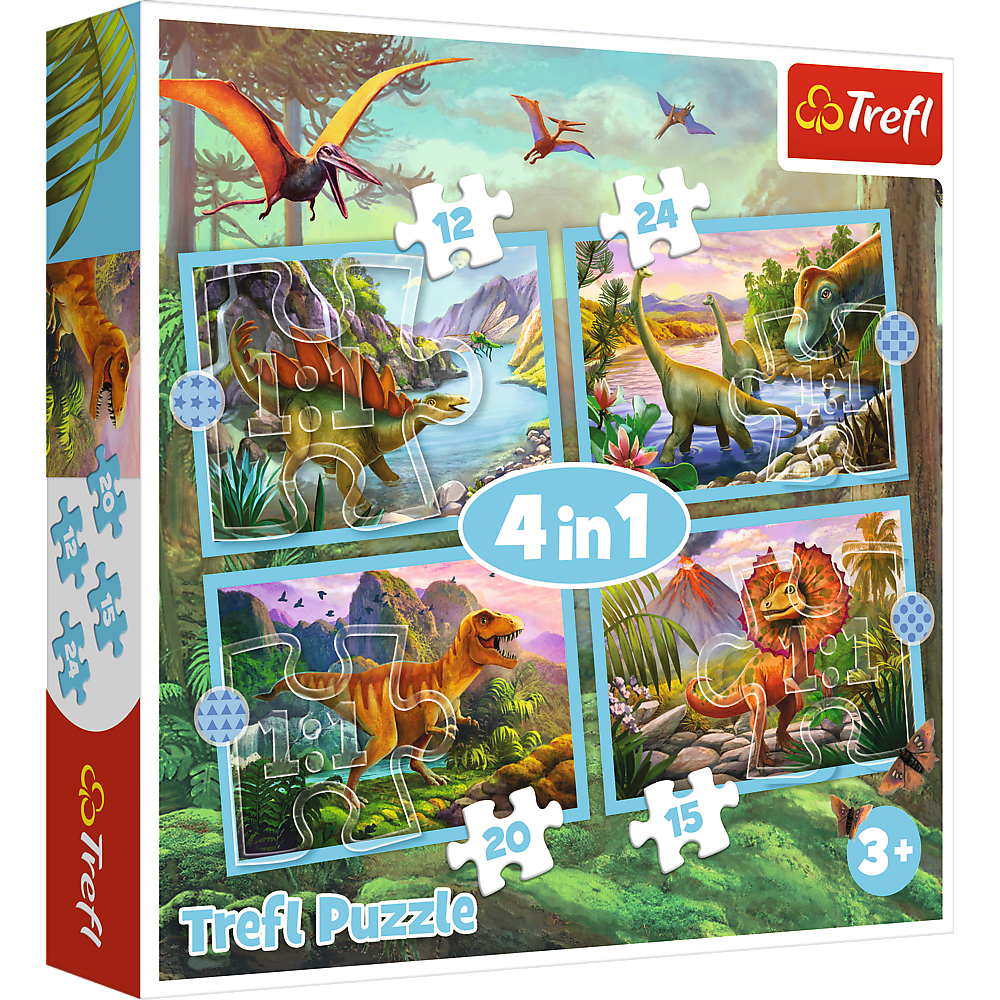 Puzzle - 4v1 - Výjimeční dinosauři - Trefl 34609 — Celkový pohled