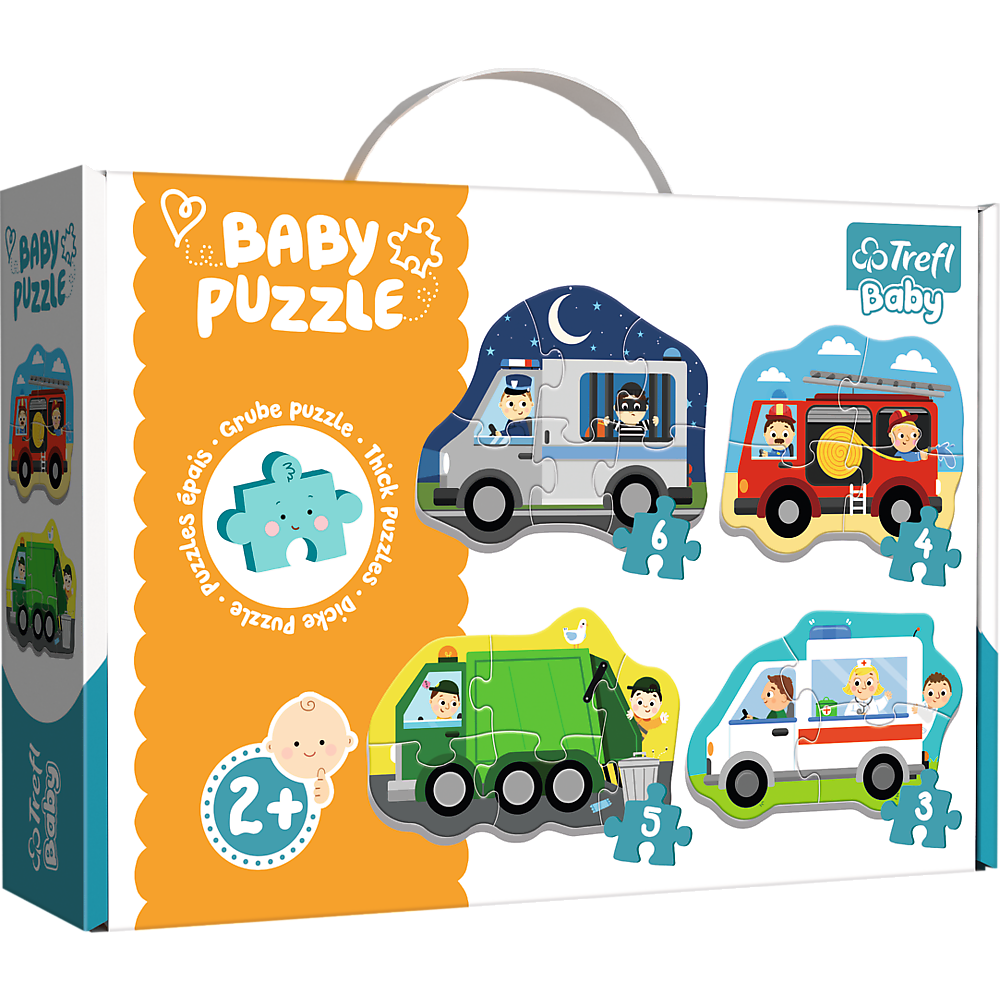 Dětské puzzle Trefl Baby - Vozidla a povolání, 3-6 dílů, pro děti 3-4 roky — Celkový pohled