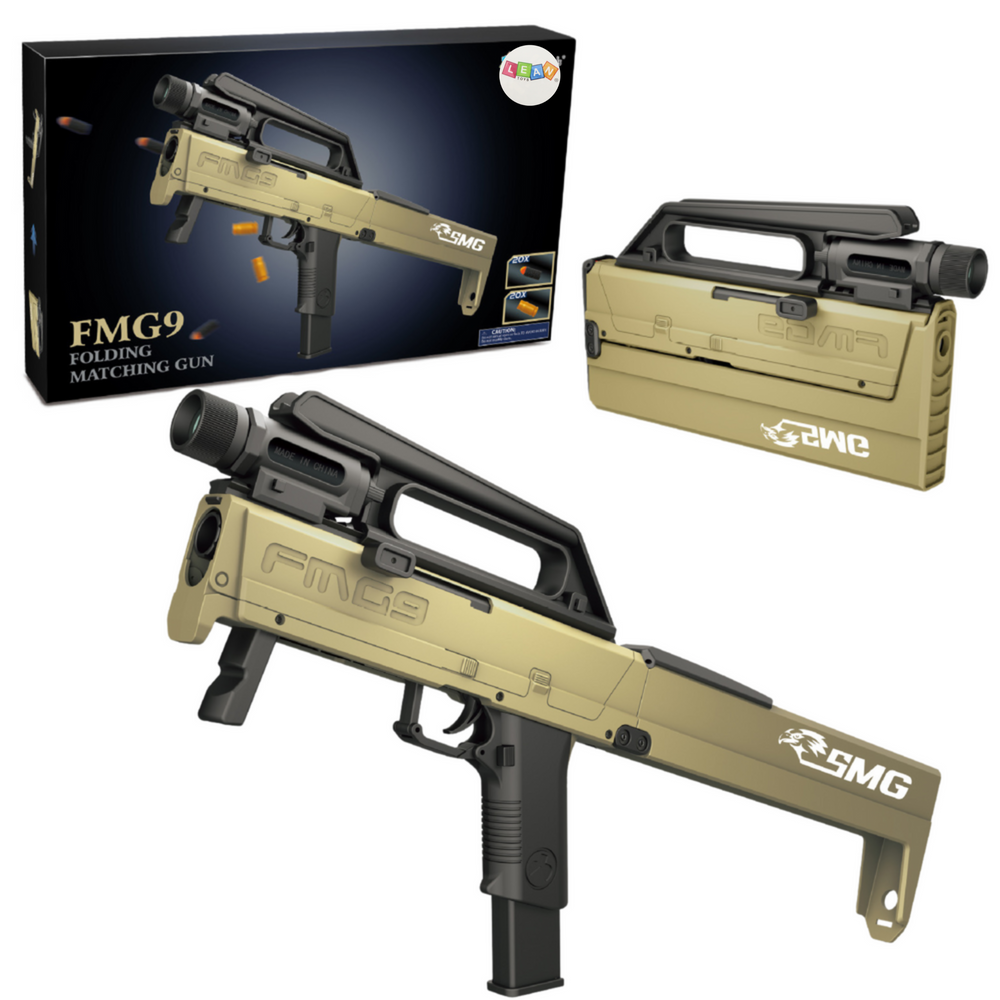 Skládací karabin FMG9 LEAN Toys s pěnovými střelami a svítilnou — Celkový pohled