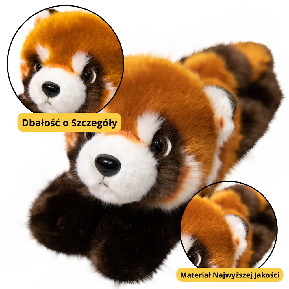 Plyšová panda rezavá – prívesok na kľúče s krúžkom a karabínou, 13 cm, LEAN Toys