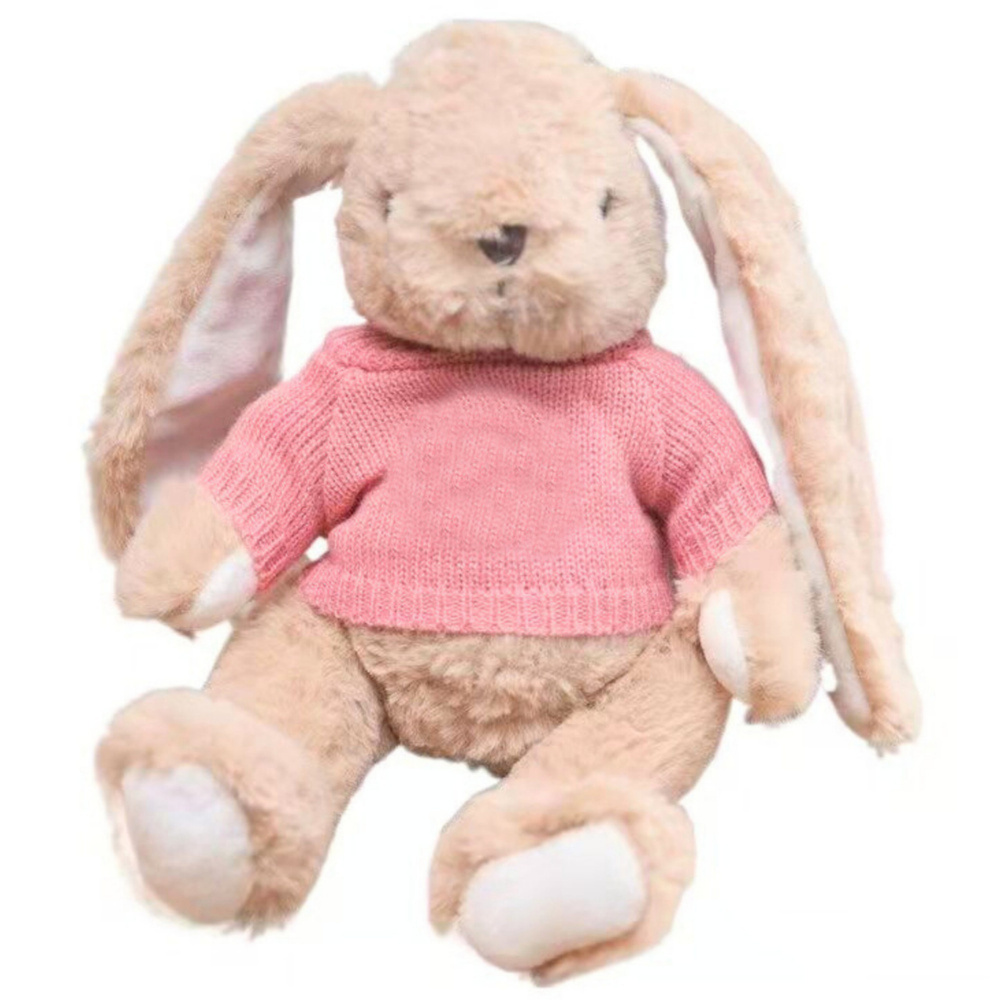 Plyšový zajíc v růžovém svetrku LEAN Toys, 22 cm, pro děti od 3 let — Celkový pohled