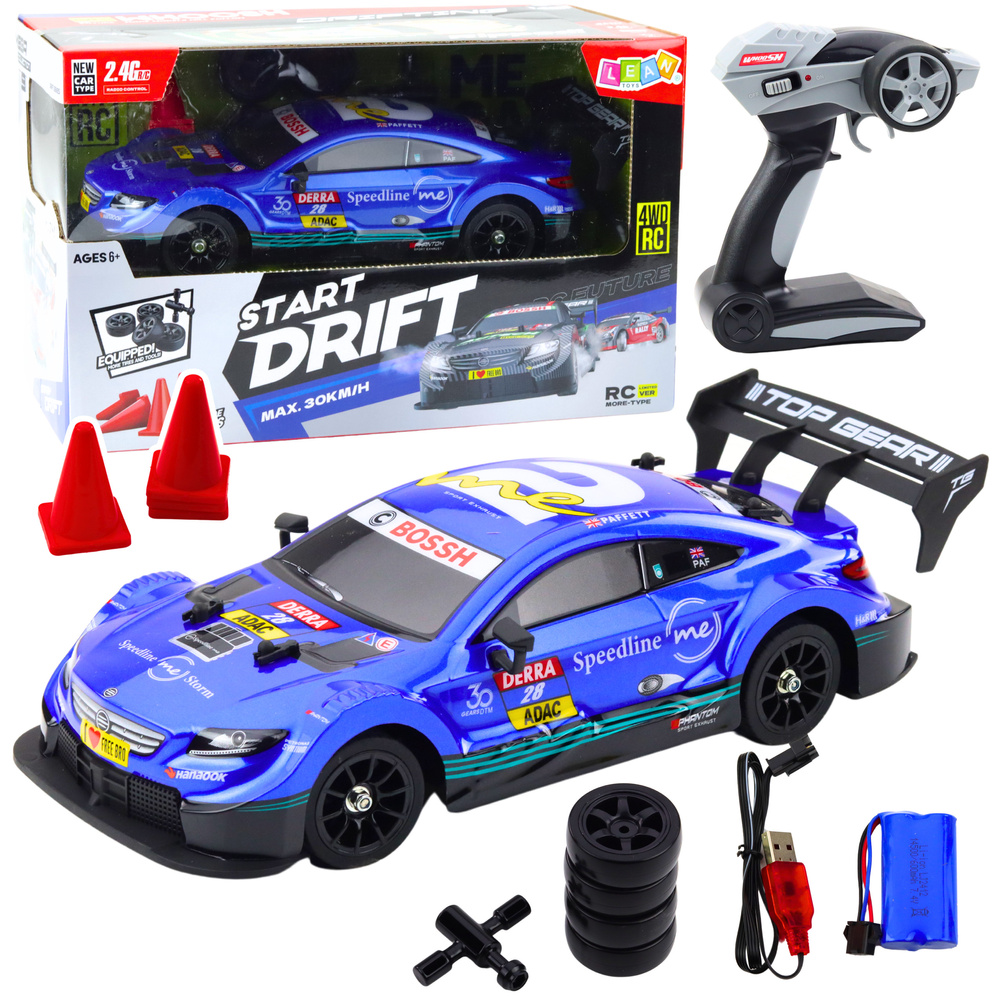 Závodní Auto Pro Drift RC Modré 30 km/h 1:16 — Celkový pohled