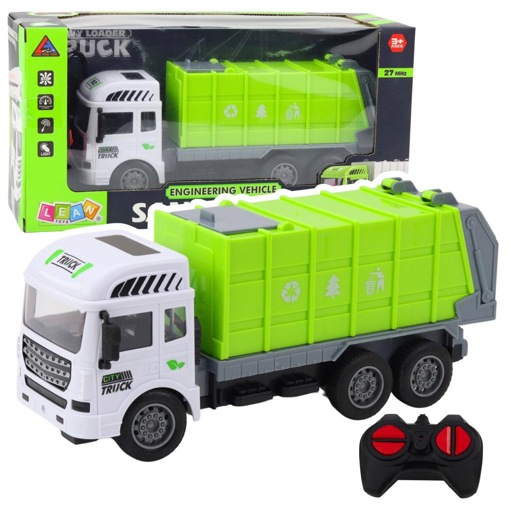RC diaľkovo ovládaný smeták Lean Toys 1:24 so svetlami zelený