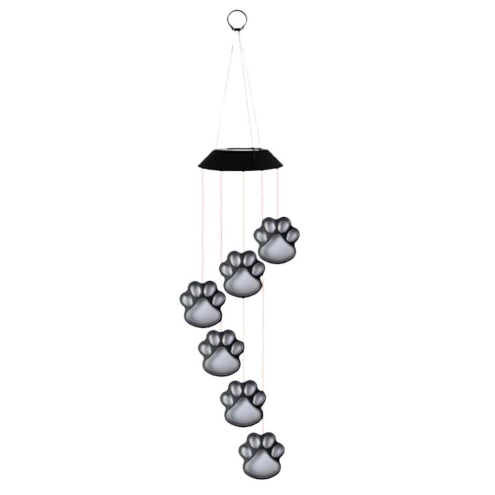 Solárne záhradné LED lampy s farebnými psími labkami LEAN 70 cm s RGB osvetlením a automatickým senzorom