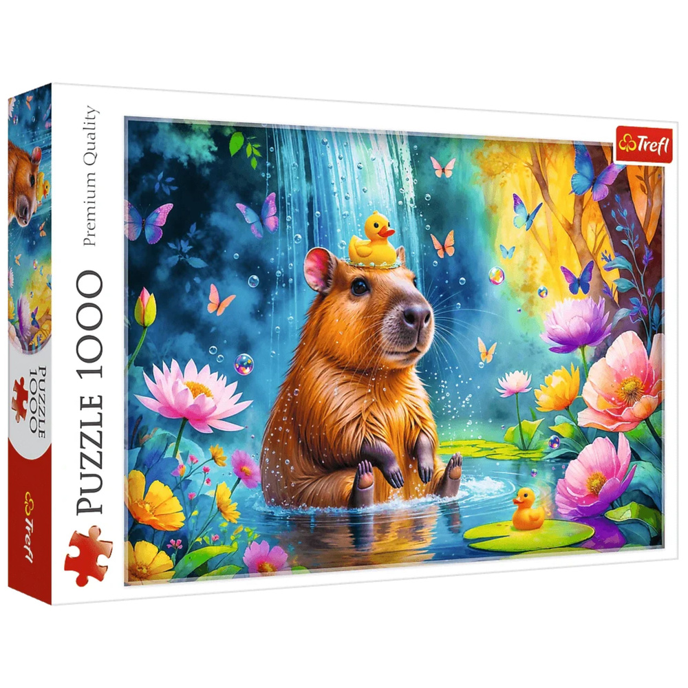 Puzzle Trefl 1000 dílků – Kapybara u vodopádu — Celkový pohled
