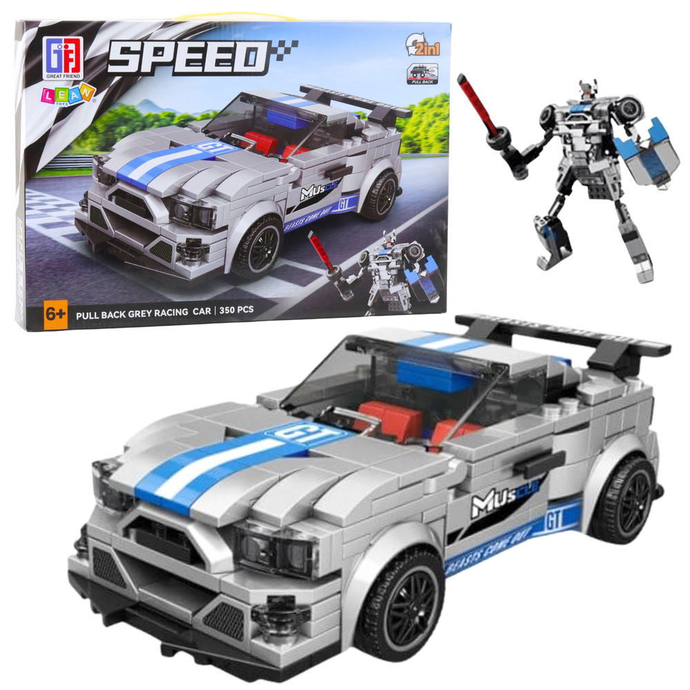 Stavebnice Auto Robot 2v1 Modro-Šedý Pohon 350 ks — Celkový pohled