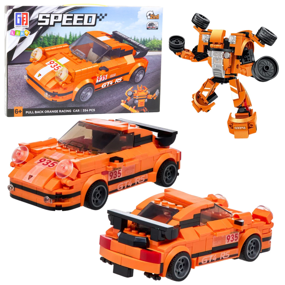 Stavebnice LEAN Toys Auto a Robot Oranžový 354 ks — Detail