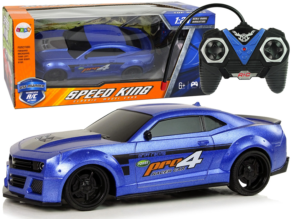 Sportovní Závodní Auto na Dálkové Ovládání 1:24, Modré, Zatmavená Skla