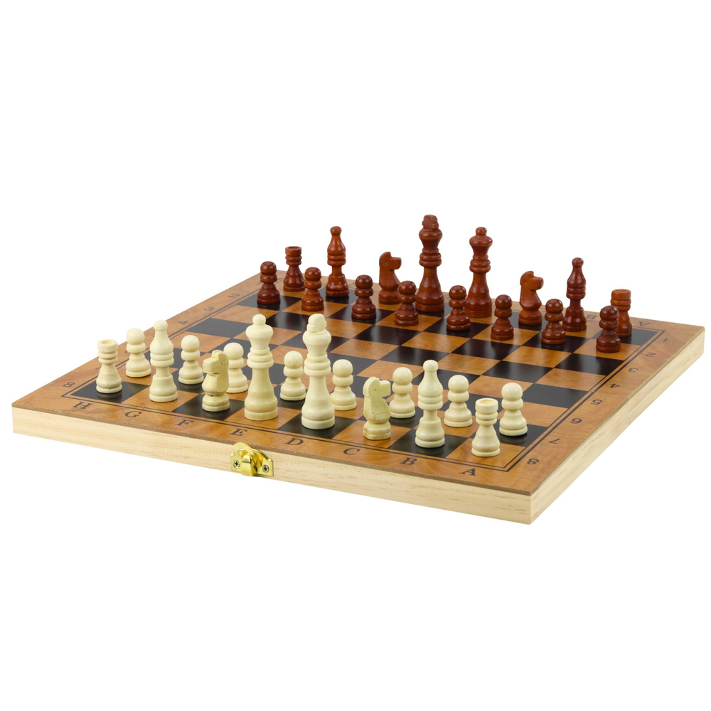 Dřevěné stolní hry 3v1 Šachy Dáma Backgammon LEAN Toys pro děti od 3 let — V provozu
