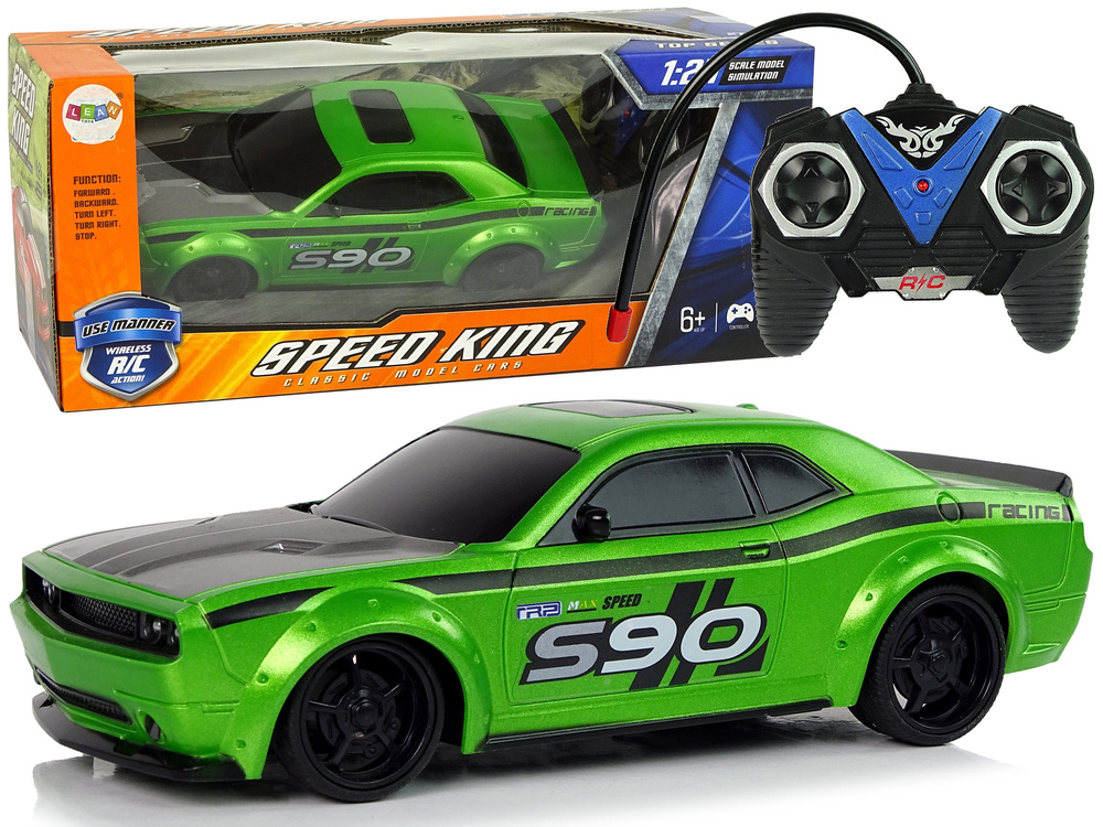 Závodné RC auto v mierke 1:24, zelené, diaľkové ovládanie
