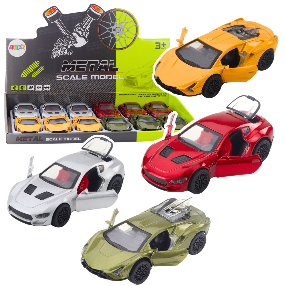 Športové kovové autíčko LEAN Toys s pohonom pull back a svetelnými a zvukovými efektami