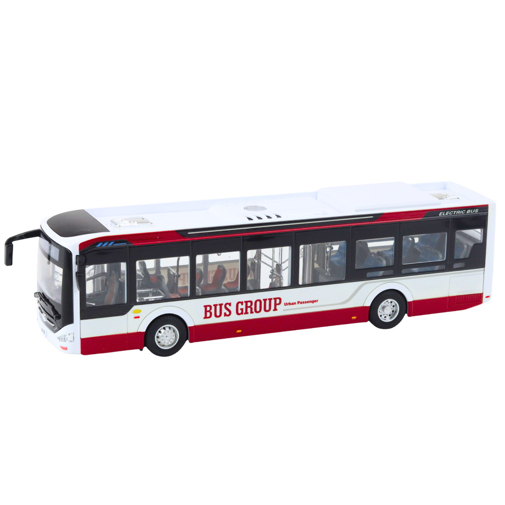 Kovový Městský Autobus LEAN Toys, Červený s Otevíracími Dveřmi a Efekty, Věk +3 — Detail