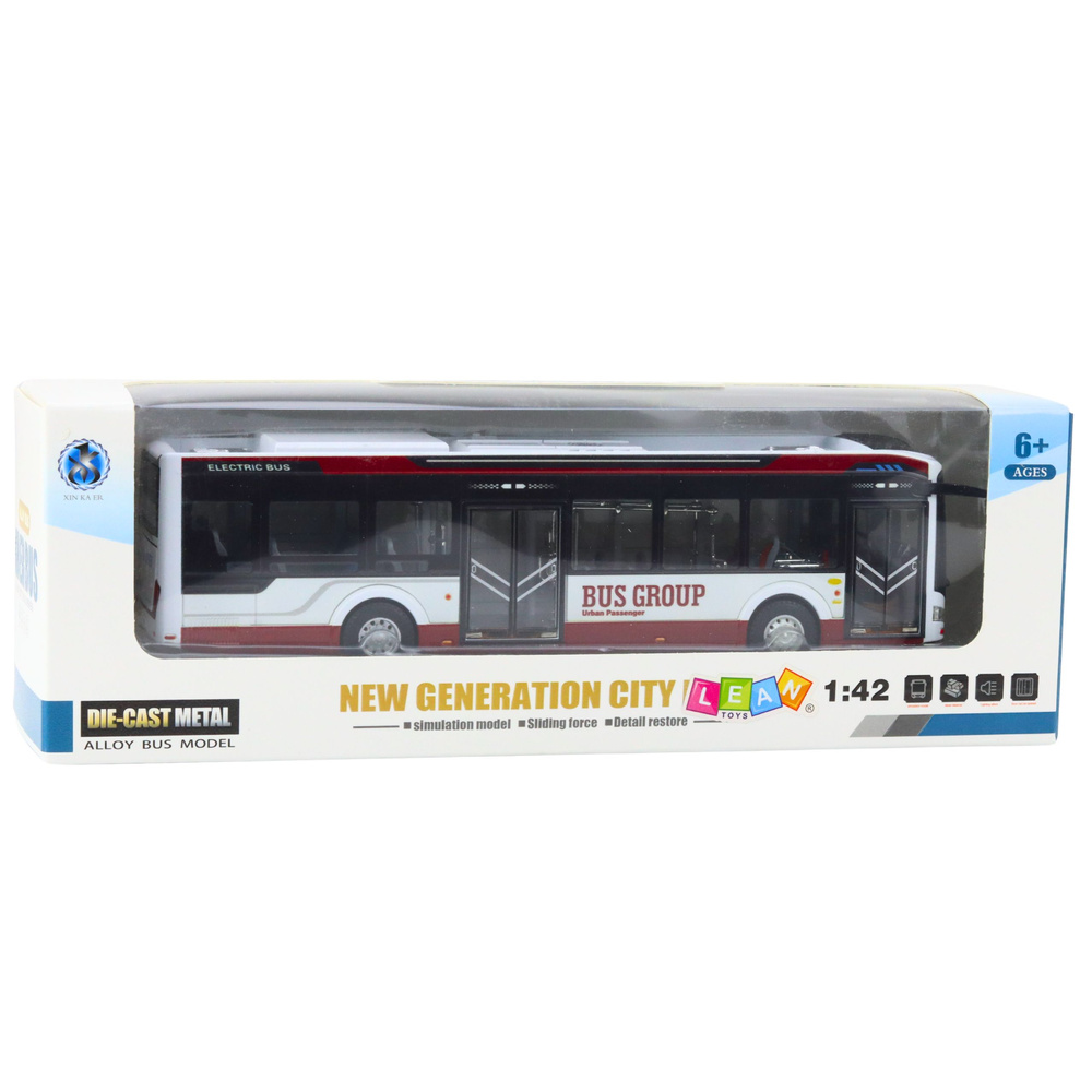 Kovový Městský Autobus LEAN Toys, Červený s Otevíracími Dveřmi a Efekty, Věk +3 — V provozu