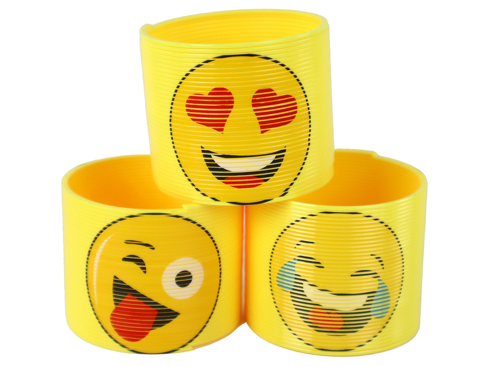 Žlutá pružina LEAN Toys s emotikonami pro děti od 3 let — Detail
