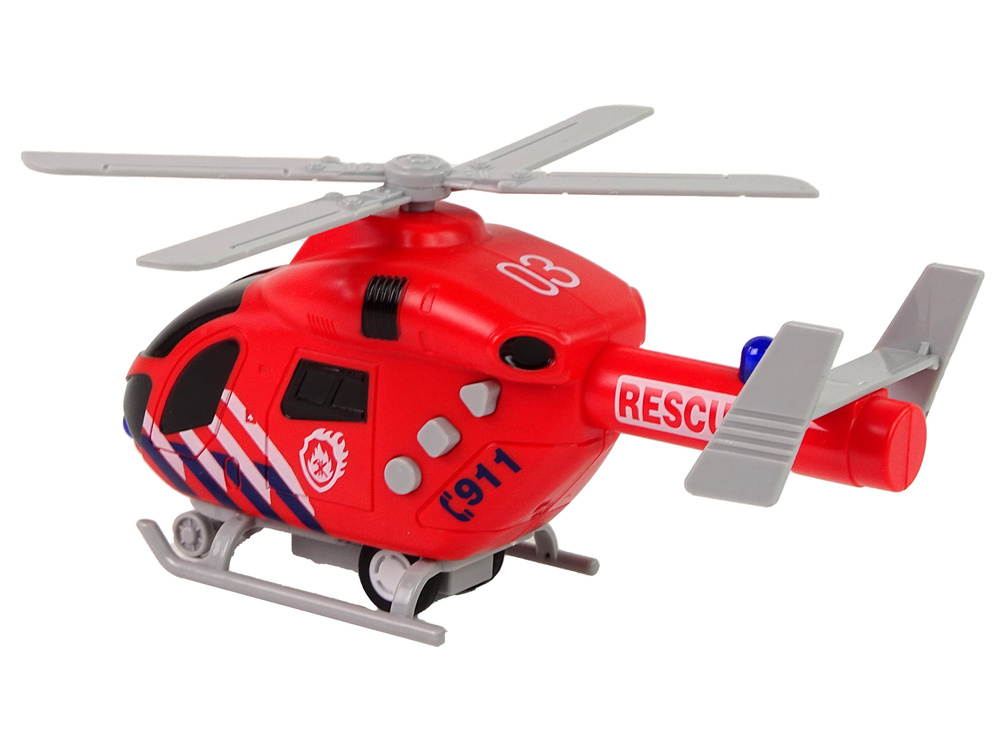 LEAN Toys Záchranářská Požární Helikoptéra s Zvuky a Světly, 3+ let — Detail helikoptery
