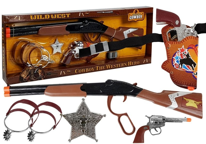 Střelecký set LEAN Toys pro hru na kovboje s puškou a revolverem — Celkový pohled