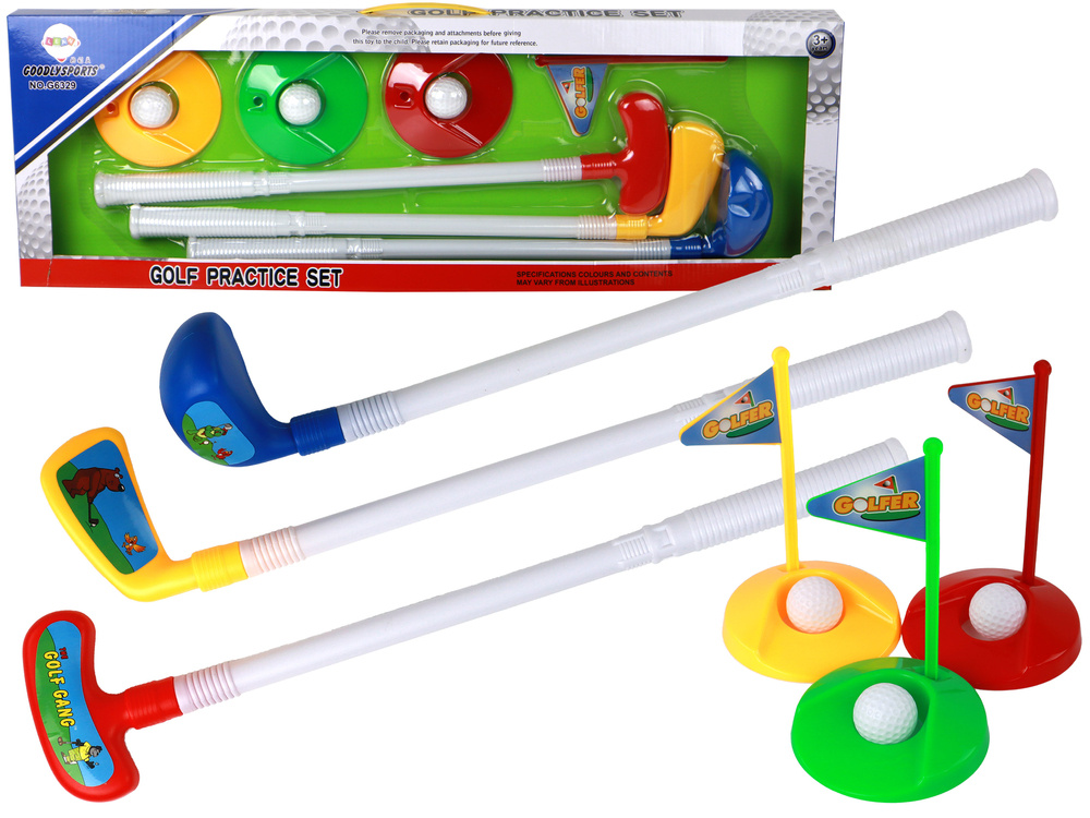 Sada Mini Golf pro děti 12 kusů LEAN Toys - 3 hole, 3 míčky, věk 3+ let