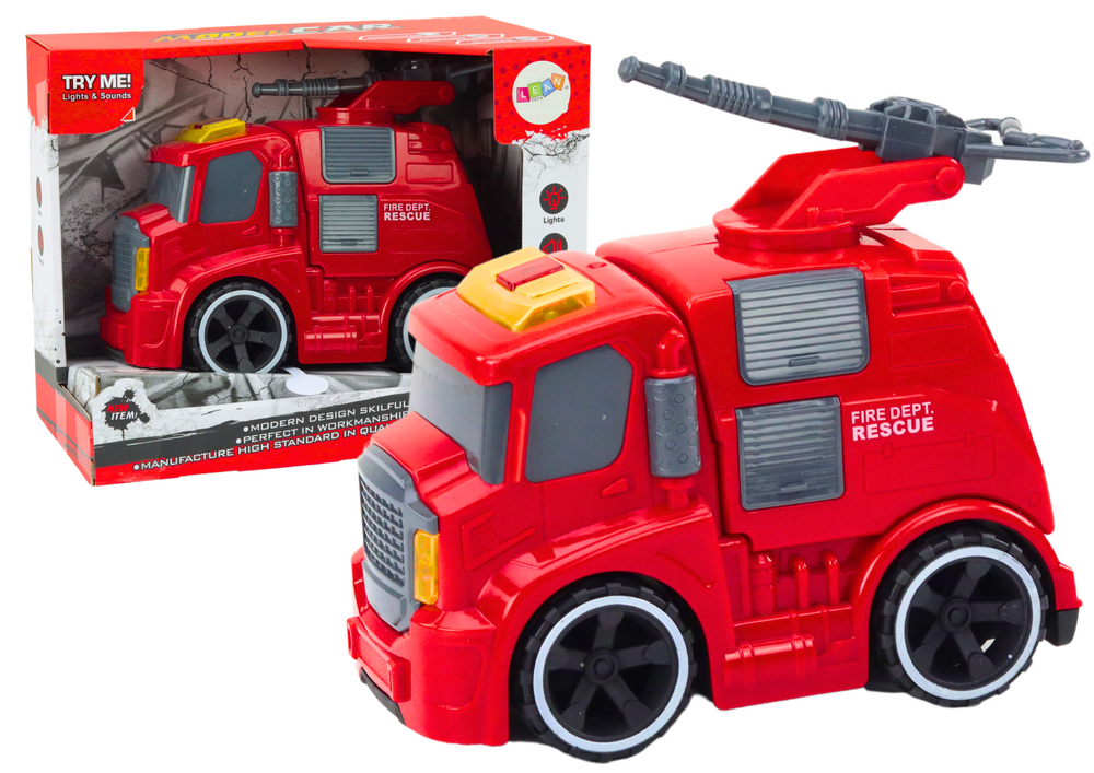 Hasičský vůz LEAN Toys s vodní armatkou, zvuky a světly - pohyblivé vozidlo pro děti od 3 let